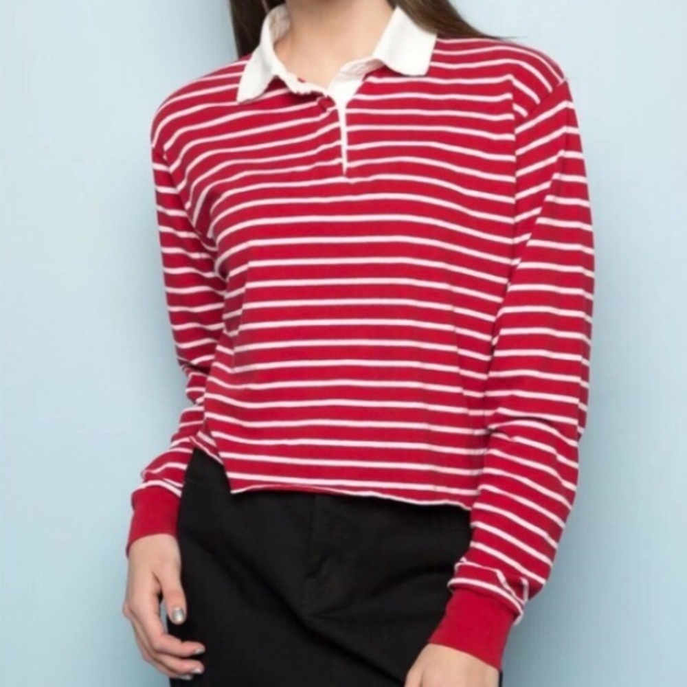 Red Collared Long Sleeve Johnny Top